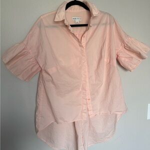 Pink Button-Up Hi Low Blouse